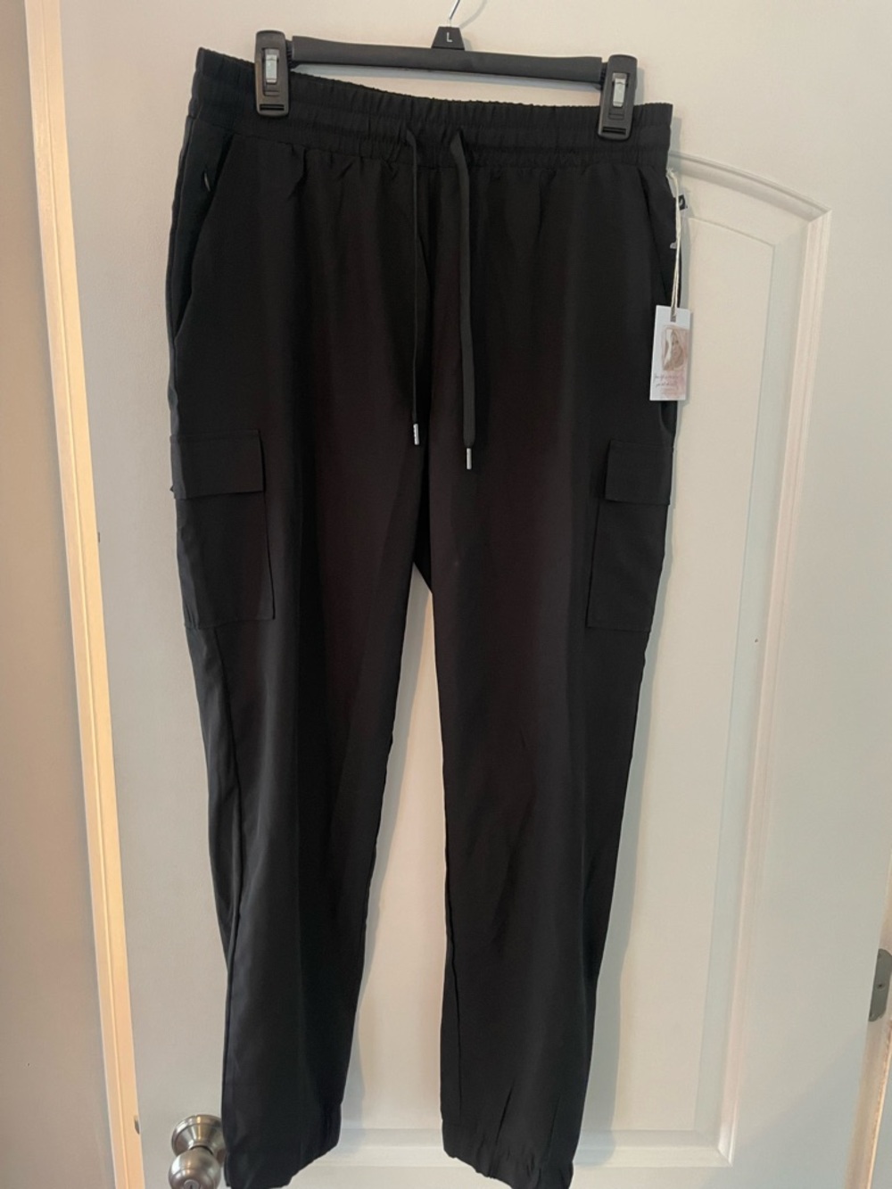 Jessica Simpson Black Cargo Jogger Track Pants with Drawstring